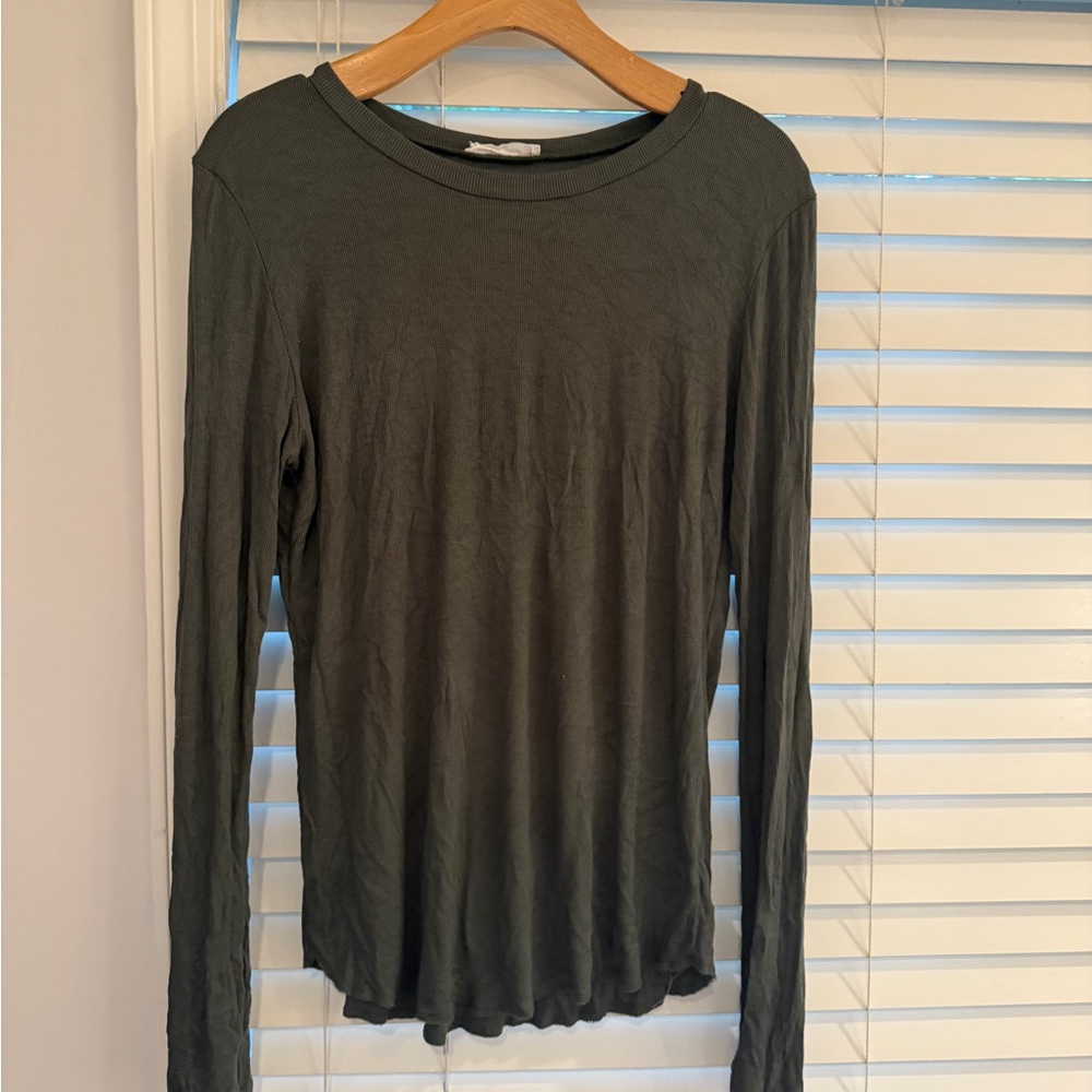 TALULAH essential ribbed long sleeve in forest green